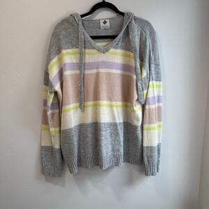 Like Love Striped Knit Hoodie Medium